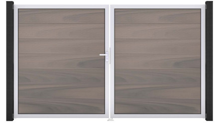 planeo Gardence Grande BPC-Tor - DIN Links 2-flügelig Bi-Color co-ex mit Silber-Alurahmen 