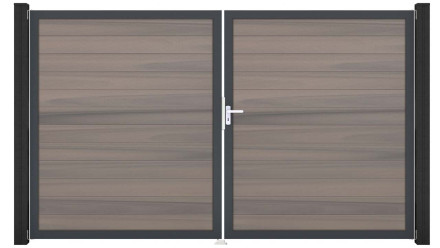 planeo Gardence BPC-Tor - DIN Rechts 2-flügelig Bi-Color co-ex mit Anthrazit-Alurahmen 