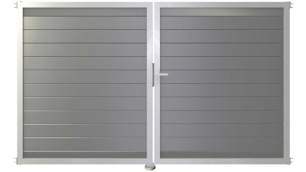 planeo Gardence Aluminium-Tor - DIN Rechts 2-flügelig Silbergrau mit Silber-Alurahmen 