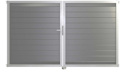 planeo Gardence Aluminium-Tor - DIN Links 2-flügelig Silbergrau mit Silber-Alurahmen 