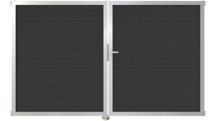 planeo Gardence Aluminium-Tor - DIN Rechts 2-flügelig Anthrazit mit Silber-Alurahmen 