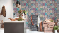 Vinyltapete Neue Bude 2.0 A.S. Création Retro Ornamente Lila Rosa Blau 051