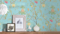 Vinyltapete blau Vintage Landhaus Blumen & Natur Paradise Garden 195