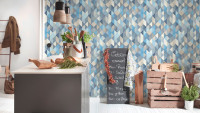 Vinyltapete blau Modern Klassisch Uni Streifen Trendwall 863