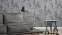 Vinyltapete schwarz Modern Blumen & Natur Bilder Kinder Greenery 203