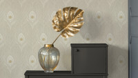 Vinyltapete Absolutely Chic Architects Paper Retro Pfauenfedern Beige Grau Metallic 717