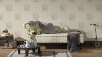 Vinyltapete beige Retro Klassisch Blumen & Natur Romantico 254