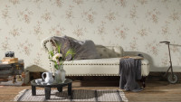 Vinyltapete creme Modern Retro Blumen & Natur Romantico 314