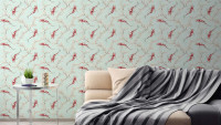 Vinyltapete blau Modern Retro Blumen & Natur Bilder Asian Fusion 621