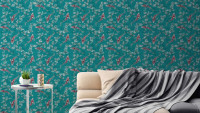 Vinyltapete blau Modern Retro Blumen & Natur Bilder Asian Fusion 623