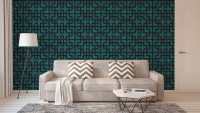 Vinyltapete blau Modern Retro Blumen & Natur Bilder Asian Fusion 651