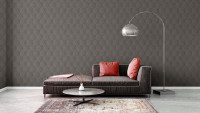 Vinyltapete grau Modern Retro Ornamente Streifen Pop Style 785