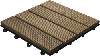 planeo Holz-Terrassenfliese Thermoesche geriffelt 30x30 cm - 6 Stk