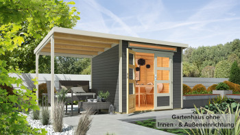 planeo Gartenhaus - Systemhaus Venlo Titangrau mit SD Elfenbeinweiß