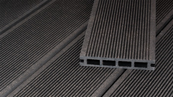 planeo ECO-Line WPC Terrassendiele Hohlkammer Dunkelgrau - glatt/gerillt