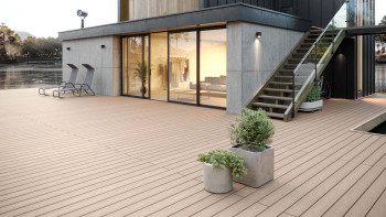 planeo WPC-Terrassendiele - Massivdiele creme - glatt/strukturiert