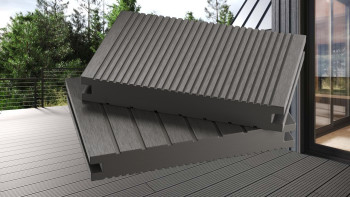 planeo WPC-Terrassendiele - Massivdiele grau - gerillt/genutet