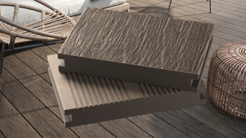 planeo WPC-Terrassendiele - Massivdiele grau - gerillt/strukturiert