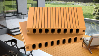 planeo WPC-Terrassendiele - Hohlkammer hellbraun - gerillt/glatt