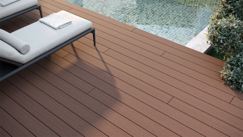 planeo WPC-Terrassendiele - Hohlkammer rotbraun - gerillt/glatt