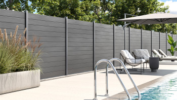 planeo Gardence BPC-Zaun - Shady Grey co-ex Designeinsatz optional 180 x 180 cm
