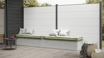 planeo Gardence Simply - PVC-Steckzaun Quadratisch Weiß 180 x 180 cm