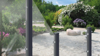 planeo Gardence Flair - Glas-Sichtschutz Tor Universal-DIN Klarglas mit Alurahmen 100 x 180 cm