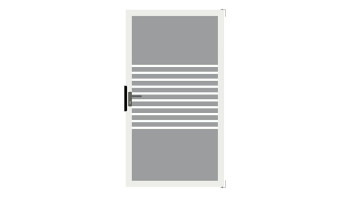 planeo Gardence Flair - Glas-Sichtschutz Tor DIN links Streifen mit Anthrazit-Alurahmen 100 x 180 cm