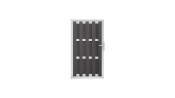 planeo Fertigzaun Tor DIN Links Anthrazit 100 x 180 x 4,0cm - Rahmen Silber 