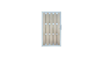planeo Fertigzaun Tor DIN Links BiColor Weiß 100 x 180 x 4,0cm - Rahmen Silber