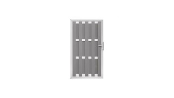 planeo Fertigzaun Tor DIN Links Hellgrau 100 x 180 x 4,0cm - Rahmen Silber
