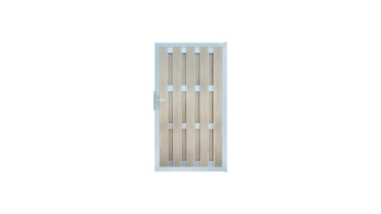 planeo Fertigzaun Tor DIN Rechts BiColor Weiß 100 x 180 x 4,0cm - Rahmen Silber