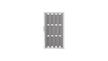 planeo Fertigzaun Tor DIN Rechts Hellgrau 100 x 180 x 4,0cm - Rahmen Silber