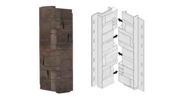 planeo Fassadenecken Schichtstein Brownstone - 406 x 149 mm