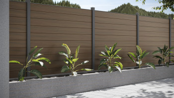 planeo Gardence BPC-Zaun - Walnut co-ex Designeinsatz optional 180 x 180 cm