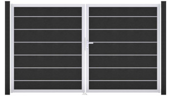 planeo Gardence Deluxe - BPC-Tor - DIN Rechts 2-flügelig Anthrazitgrau mit Silber-Alurahmen 