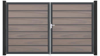 planeo Gardence Deluxe - BPC-Tor - DIN Rechts 2-flügelig Bi-Color co-ex mit Anthrazit-Alurahmen 