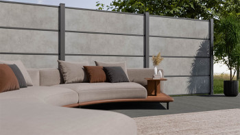 planeo Gardence Resistant - HPL-Steckzaun Betongrau 180 x 183 cm
