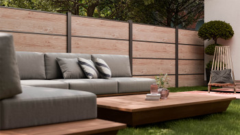 planeo Gardence Resistant - HPL-Steckzaun Holzoptik 180 x 183 cm