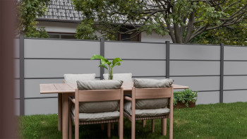 planeo Gardence Resistant - HPL-Steckzaun Uni Grau 180 x 183 cm