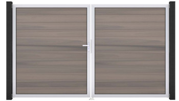 planeo Gardence Strong - BPC-Tor - DIN Links 2-flügelig Bi-Color co-ex mit Silber-Alurahmen 