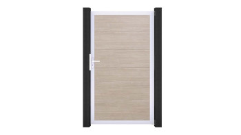 planeo Gardence Simply - PVC-Universaltor Sheffield Oak mit Alu-Rahmen in Silber | EV1 100 x 180 cm