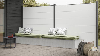 planeo Gardence PVC-Steckzaun - Weiß Designeinsatz optional 180 x 180 cm