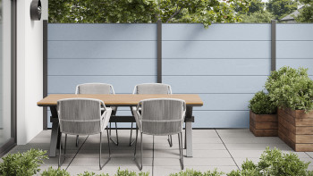 planeo Gardence PVC-Steckzaun - Silver Grey Designeinsatz optional 180 x 180 cm