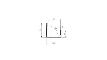 planeo Alu-Abschlussprofil - AP 27mm Aufnahme 3000mm Länge Aluminium-natur