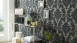 Vinyltapete Beflockt Castello Architects Paper Ornamente Grau Schwarz Metallic 805