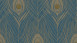 Vinyltapete Absolutely Chic Architects Paper Retro Pfauenfedern Blau Gelb Metallic 712