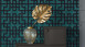 Vinyltapete blau Modern Retro Blumen & Natur Bilder Asian Fusion 651