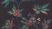 Vinyltapete schwarz Modern Retro Blumen & Natur Asian Fusion 721
