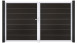 planeo Gardence Premium BPC-Tor - DIN Links 2-flügelig Schwarz co-ex mit Silber-Alurahmen 